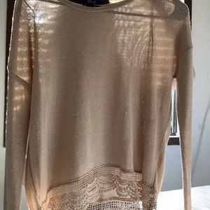 Women’s S Forever 21 Beige See Through Long Sleeve